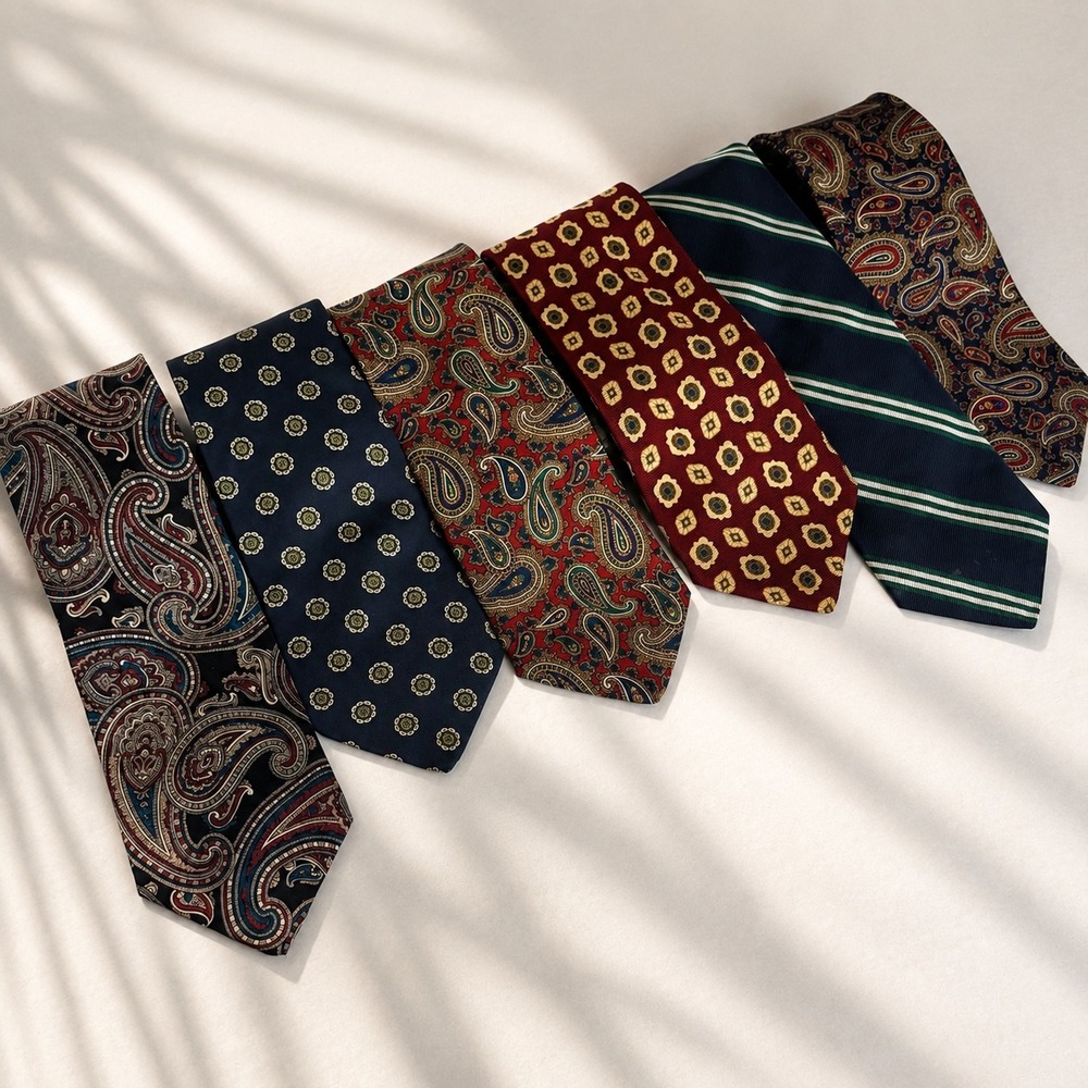 Lot 6 Brooks Brothers Makers Silk Ties Paisley Stripe Geometric Made USA VTG